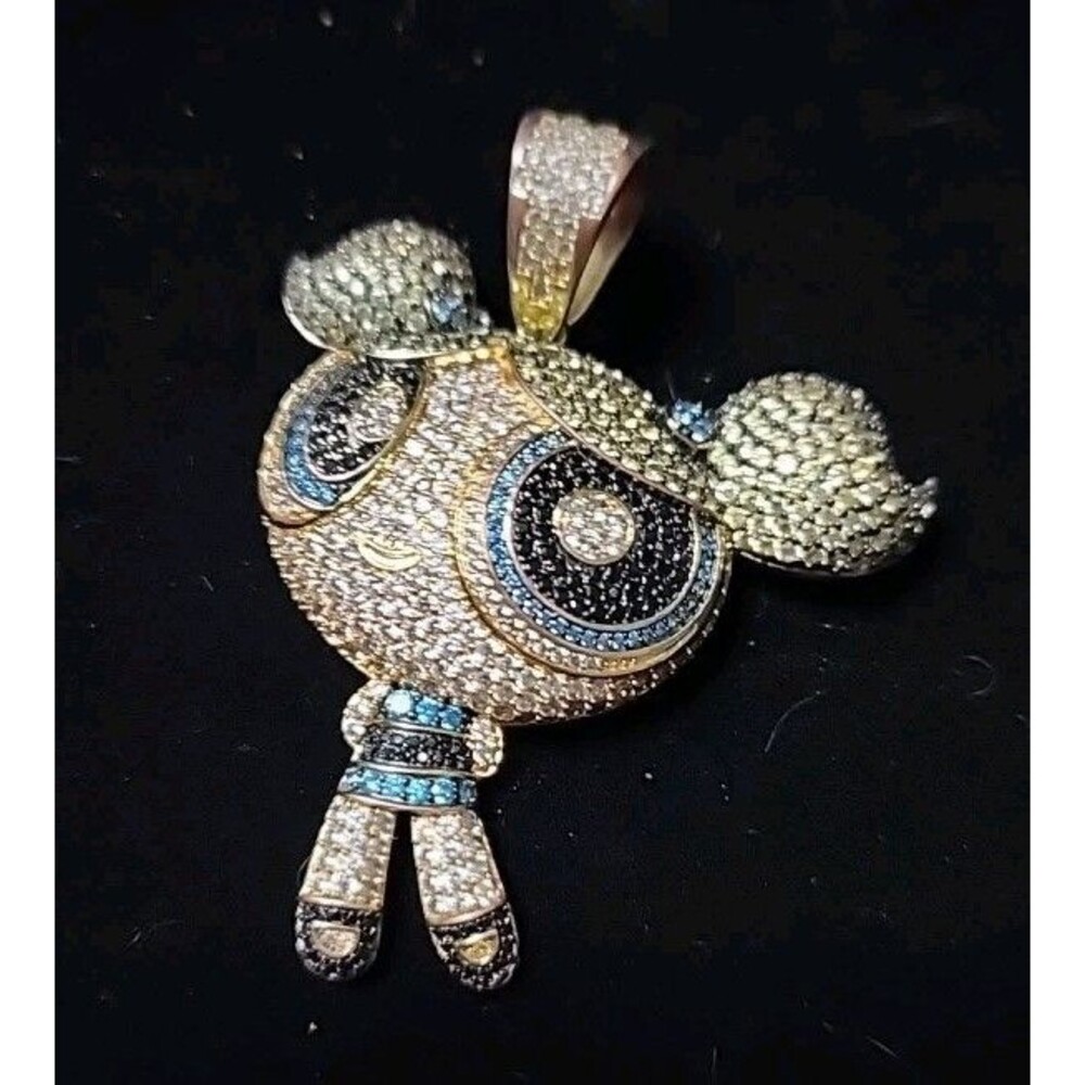 Powerpuff GirlsX King Ice Bubbles Gold Plate Pendant Pave CZ Set Missing Stones